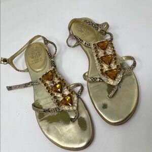 Vince Camuto VC-AMI Sandals in 7.5 snakeskin gold amber rhinestones